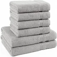 HAMMETEX Handtuch Set 6-teiliges Handtuch Set, 100% Baumwolle, Weich & Saugstark, Frottier (Set, 6-St), mit Bordüre, einfarbig, weich