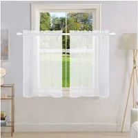 BTTO V&G Scheibengardine Bistrogardine,Transparente Gardinen,Kurzgardine mit Stangendurchzug (2 St), transparent, kräuselband,Fenstervorhang