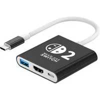 TUWENA Switch 2 TV Dock, Docking Station, 3 in 1 Tragbarer Ladeständer Zubehör Nintendo (mit 4K HDMI/USB 3.0/PD 100W Port)