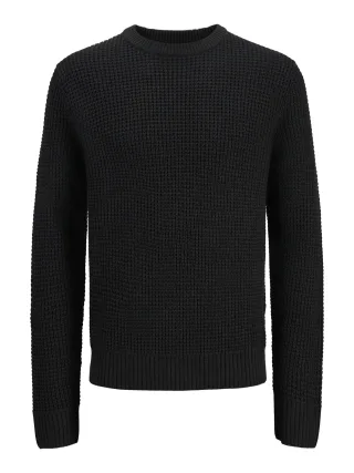 JACK&JONES - JJGLOBAL KNIT CREW NECK black - Gr. - XXL