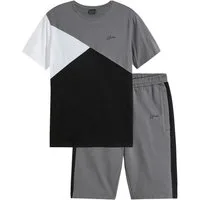 bonprix T-Shirt (Set, 2er) aus reiner Baumwolle, im 2er-Set, mit Sweat-Bermuda, regular fit