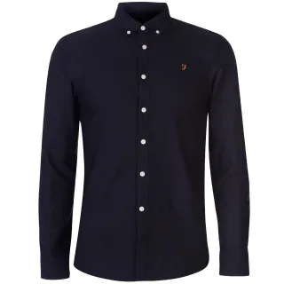 Farah - Button-Down-Hemd für Herren, Oxford-Stil, Langärmlig (Marine)