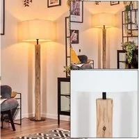 hofstein Stehlampe Stehlampe aus Holz/MetallStoff in Natur/Schwarz/Weiß, ohne Leuchtmittel, skandinavische Design Leuchte, Schirm (50 cm) u. Fußschalter, 1x E27