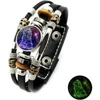 Stelby Armband mit Gravur Armband Sternzeichen Löwe mit 3D Gravur im Glas (Weihnachtsgeschenk, Geburtstagsgeschenk, Valentinstaggeschenk, modern, minimalistisch), langlebig, pflegeleicht, unisex