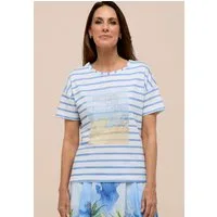 bianca Print-Shirt DINIA im Ringel-Look mit Frontmotiv und Metallic-Effekt