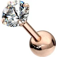 Taffstyle Piercing-Set Tragus Chirurgenstahl mit runden Zirkonia Rosegold 1,2mm x 6mm x 4mm (Knorpel Tragus Conch Orbital Ohrring Piercing Ohrpiercing), Helix Knorpel Stecker Rook Lobe Daith Ohrpiercing Cartilage Ohr Snug