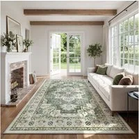 Klyvvo Teppich Vintage Kurzflor Teppich, weich & rutschfest, waschbar, Rechteckig, 80x150 cm – Küchenteppich, Schlafzimmerteppich