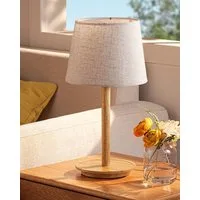 EDISHINE Nachttischlampe Landhaus Stoffschirm mit Vintage-Blumenmuster, LED wechselbar, 2700K Warmweiß, Tischlampe mit Massivholzsockel, 2700K Warmweiß, inkl. 4W LED