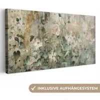 OneMillionCanvasses® Leinwandbild Panorama Blumen - Blätter - Abstrakt - Modern, Fotodruck (1 St), Wandbild, Deko Schlafzimmer Wohnzimmer Flur 40x20 cm