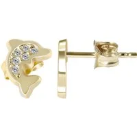 Adelia´s Paar Ohrhänger Ohrringe – Ohrstecker Delfin aus 333 Gold mit Zirkonia, Geschenkidee: zeitlos und vielseitig