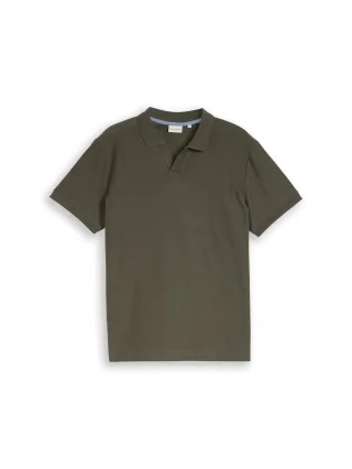 Tom Tailor - Poloshirt mit Ottoman-Struktur deep leaf green - Gr. - M