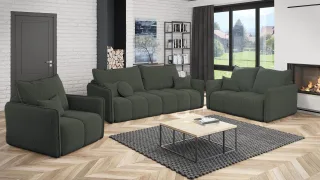 Sofaset Designersofa MORGANO 3-2-1 Stoff Abriamo Graphit