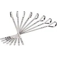 Edelstahl Schaschlik-Spieße Set, 8 Stück, Grillspieß silber