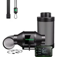 VIVOSUN Ventilatorkombigerät VIVOSUN AeroZesh G-Serie Smart Luftfiltration Kit, 10 cm Durchmesser, Smartes Abluft-Set mit GrowHub E42A-Controller und Aktivkohlefilter