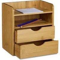 relaxdays Briefablage Schreibtisch-Organizer Bambus Schubladen