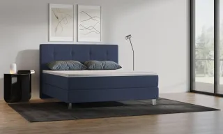 BRUNO Boxspringbett Premium 140x200cm in Blau | Matratzen-Härtegrad: Links H3 / Rechts H2 | mehrfach ausgezeichnet in Design & Qualität
