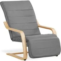 Homestyle4u Relaxsessel Sessel Grau Fernsehsessel gepolstert bequem Relaxstuhl Schwingsessel (1 Stuhl, 1-St., Stuhl mit Bezug), Bezug abnehmbar, Fußteil verstellbar, Essstuhl