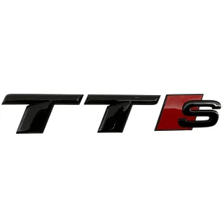 Original Audi TTS TT Black Edition Emblem Schriftzug Logo Emblem in Schwarz glänzend für das Heck / Hinten selbstklebend