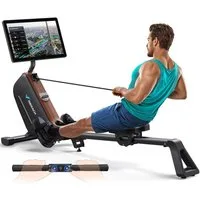 MERACH Rudergerät mit HD-Bildschirm, leise mit 16 Magnet-Widerstandsstufen (HD-Display, Rudermaschine mit Bluetooth, faltbar, platzsparend, 1-tlg., Kompatibel mit Kinomap, Tablet- und Flaschenhalter, mit Merach APP), automatischer Magnetwiderstand, e