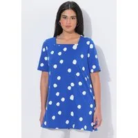 Ulla Popken T-Shirt Longshirt Punkte A-Linie Carré-Ausschnitt
