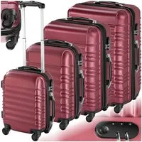 tectake Trolley Hartschalenkoffer-Set aus robustem ABS-Kunststoff mit Teleskopgriff, 4 Rollen, 360° drehbare, abnehmbare Rollen, mit Sicherheits-Zahlenschloss