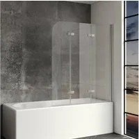 IMPTS Badewannenaufsatz Duschwand für Badewanne Badewannenfaltwand Faltbar 100-140cm, Glas Alu, (Set, 3 tlg., 3 TLG), Duschabtrennung für Badewanne
