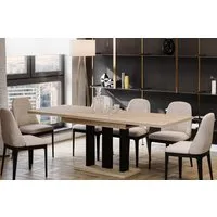 Endo-Moebel Esstisch Appia Esstisch 130–210cm ausziehbar für 8 Personen Tischbeine schwarz, Ausziehbar 130-210 cm (2x40 cm), Platte 36mm, 3 Beine, schwarz matt