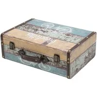 HMF Aufbewahrungsbox Handgefertigter Vintage Koffer aus Holz, Deko Koffer, Geschenkkoffer im Fahrrad Design, 38 x 26 x 13 cm