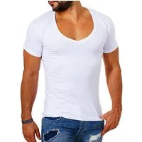 Young & Rich T-Shirt Herren Uni Basic extra tiefer Ausschnitt Unterziehshirt 1315 V-Ausschnitt unifarben kurzarm slim fit