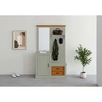 OTTO home Kompaktgarderobe Selma Garderobe inkl. Kommode, 2 Schubkästen, Spiegel Kompaktgarderobe, mit Spiegel, Haken und Hutablage, Breite 110 cm