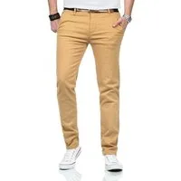Maurelio Modriano Straight-Jeans Maurelio Modriano Herren Designer Chino Hose MM015 mit Stretchanteil und passendem Gürtel