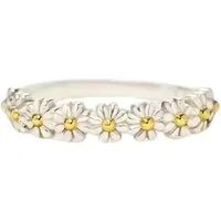 Runde Perlé Fingerring Happy Daisy, Verstellbarer Ring viele Gänseblümchen, 925er Silber, 18K Gold