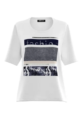 FRANK WALDER - T-Shirt CASUAL ink/ecru - Gr. - 44