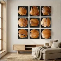Möbel Bressmer Wanddekoobjekt FLORENT Holz Wanddeko 35cm,Wandbild Holz massivem Teakholz,Handarbeit