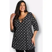 Sheego Strandkleid Shirt Kurzarm
