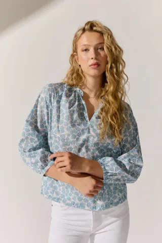 THE FASHION PEOPLE - Blouse Voile AOP sea breeze print - Gr. - 44