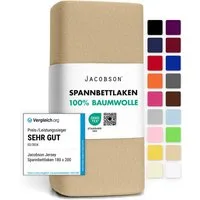 Jacobson Spannbettlaken aus 100% Baumwolle, Jersey Bettlaken 160 g/m², Spannbetttuch mit Gummizug, pflegeleicht & viele Farben