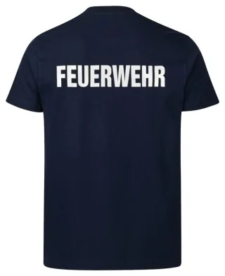 Premium T-Shirt | PACOTEX® | Herren | marineblau | Brust- und Rückendruck FEUERWEHR | silber reflektierend | 60% Baumwolle, 40% Polyester | formstabil