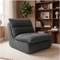 skølm Relaxsessel Sváfa aus Cord/Chenille, dick gepolsterter Vollschaumessel 11,5 cm (Chenille, Dunkelgrau), vakuumiert – ohne Aufbau 