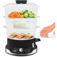 Tefal Dampfgarer Ultracompact, 800 W, 3 Aufsätze, 60-Minuten-Timer, 9-L-Kapazität, Reis-Einsatz, VC2048