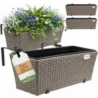 Casaria Blumenkasten, 4er Set 11 Liter Montagehalterung Indoor Outdoor Geländerkasten