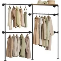 Woltu Kleiderständer, (1 St), offener Kleiderschrank Kleiderständer mit 5 Ablagen, Metallrohre