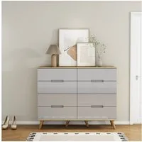 OTTO home Kommode Lund, mit glänzenden Fronten, Griffmulden, helles Holzdekor, Breite 120 cm