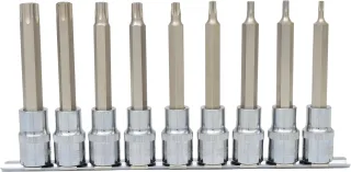 KS Tools 1/2" CHROMEplus Bit-Stecknuss-Satz Torx, Bohrung, lang, 9-tlgTB20-TB60 - 918.1890
