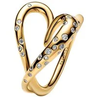 Pandora Fingerring 164675C01, Damenring Herz mit Steinen Besetzt Goldfarben