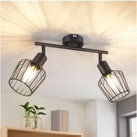 ZMH Deckenleuchte Wohnzimmer 2 Flammig Deckenstrahler Vintage E14 Fassung Schlafzimmer, 90° Drehpunkt, ohne Leuchtmittel, Schwenkbar 350°
