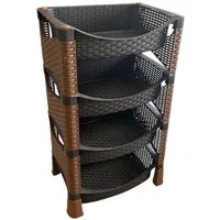Kaufexpress GmbH Küchenregal Küchenregal mit 4 Etagen aus Kunststoff in Rattan-Optik, Aufbewahrung im stilvollen Rattan-Design