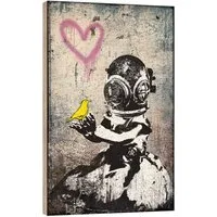 Posterlounge Wandbild Banksy - Yellow Bird Love, Pineapple Licensing, erhältlich als Poster, Leinwandbild, Wandsticker oder Acrylglasbild