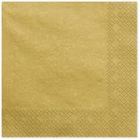 partydeco Papierserviette Servietten Uni 20Stk./33x33cm, Gold Metallic