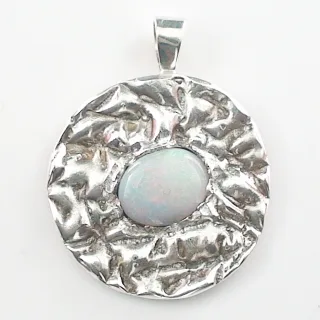 935 Silber Anhänger mit 0,85 ct. White Opal – Eleganter Designer-Anhänger mit White Opal aus Lightning Ridge